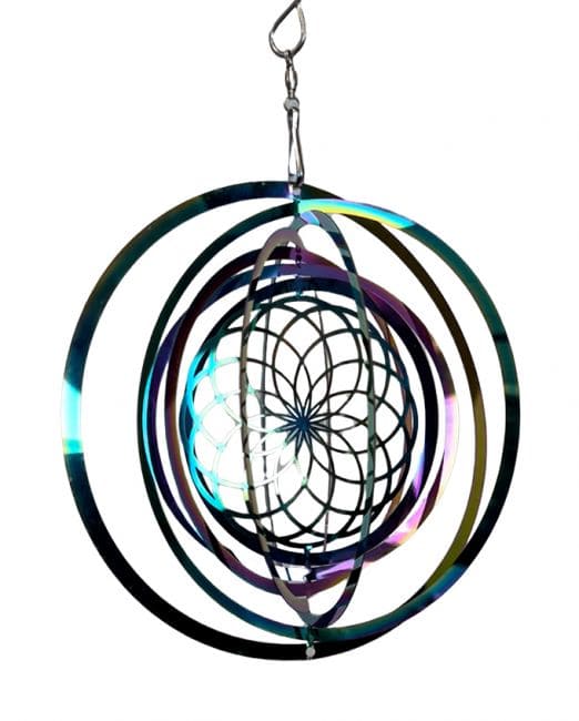 Wind chime 3D steel rainbow flower of life 15cm