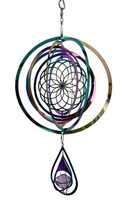 Wind chime 3D steel rainbow flower of life Crystal 15cm