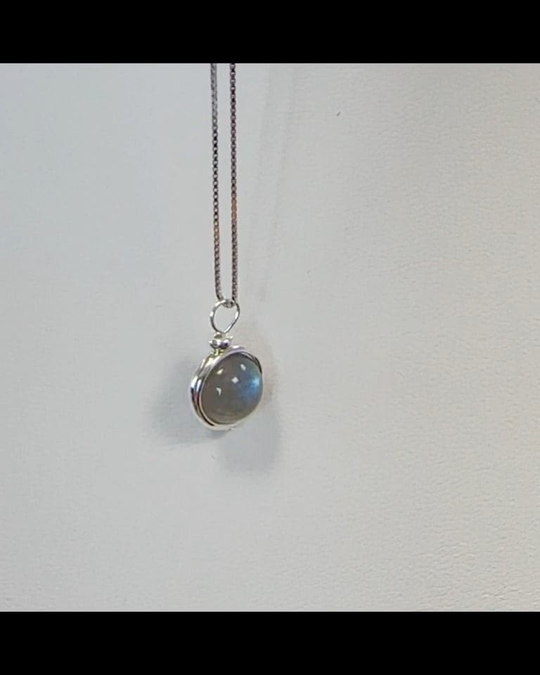 925 Silver Necklace with Labradorite Ball Pendant AA 10mm