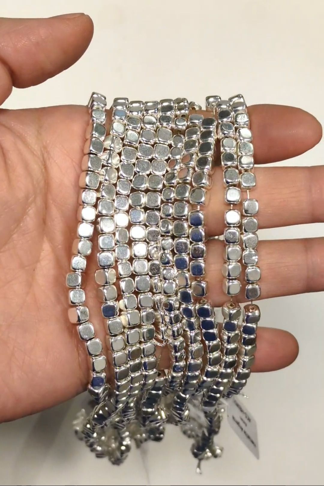 Silver Hematite Square Rounded Spacer Beads – 4 mm