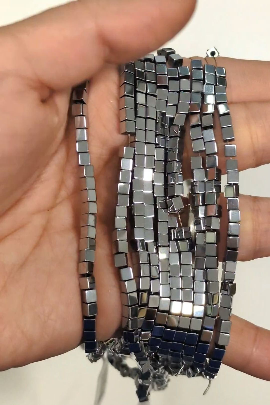 Square Silver Hematite Spacer Beads – 3×3 mm