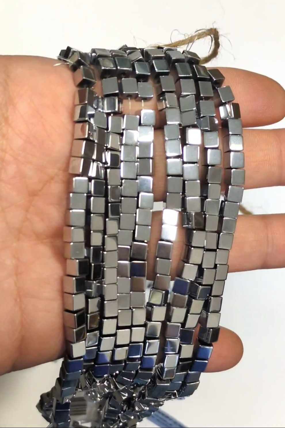 Square Silver Hematite Spacer Beads – 4×4 mm