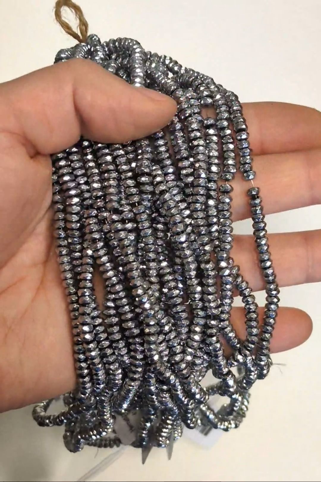 Faceted Silver Hematite Spacer Beads – 4×2 mm