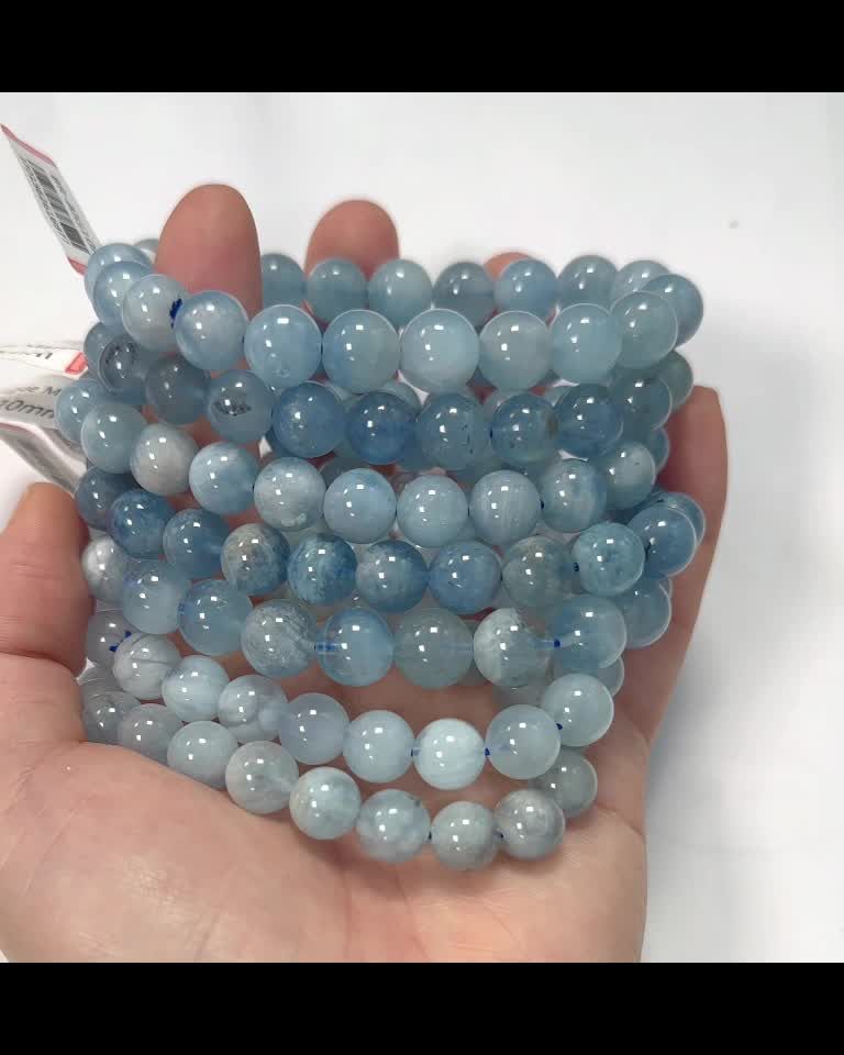 Aquamarine A beads bracelet 9-10mm