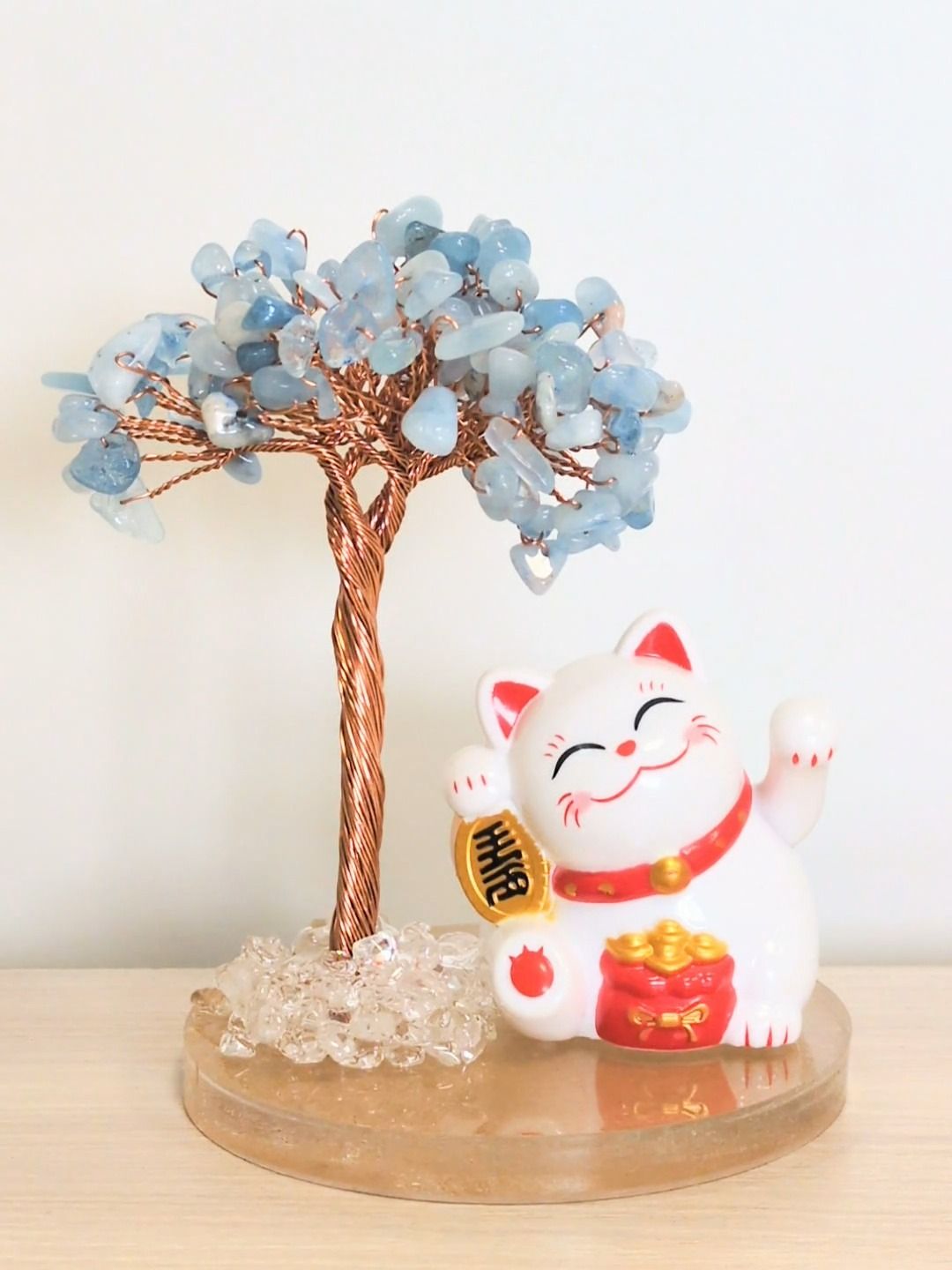 Aquamarine Tree of Life with Manekineko