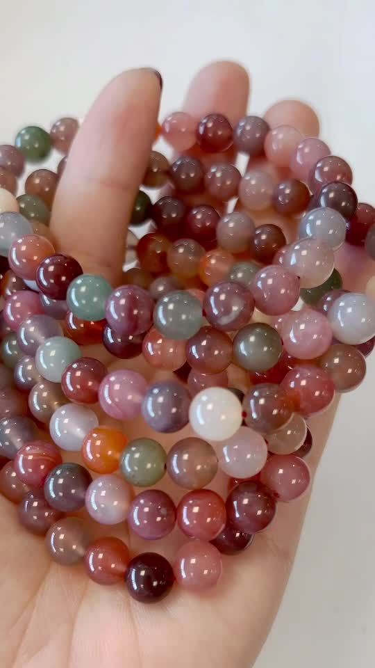 Bracelet Multicolored Agate AA pearl 8mm