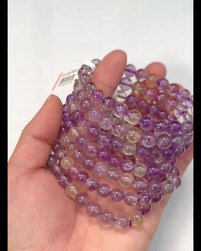Bracelet Amethyst Citrine AA beads 7.5-8.5mm