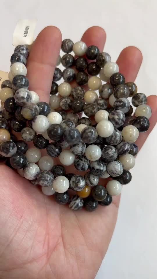 8mm pearls Agate Dendrite bracelet