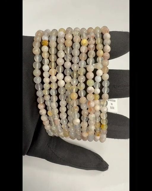 Cherry Blossom Agate Bracelet A 4mm beads