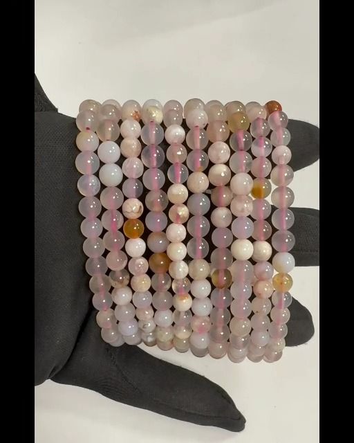 Cherry Blossom Agate Bracelet A 6mm beads