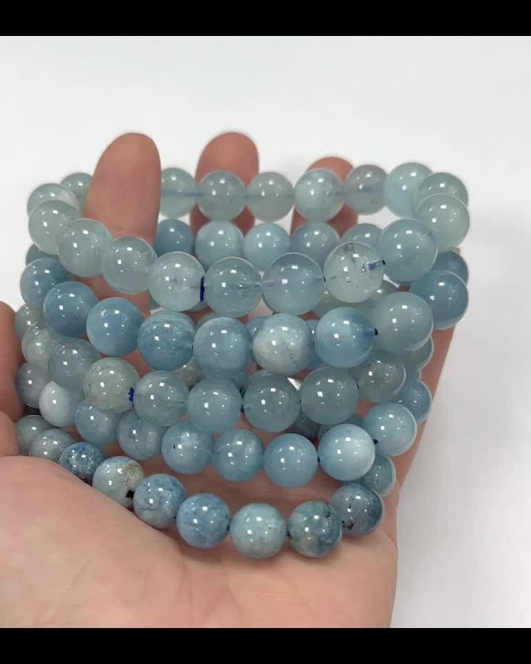 Aquamarine beads bracelet 10-11mm