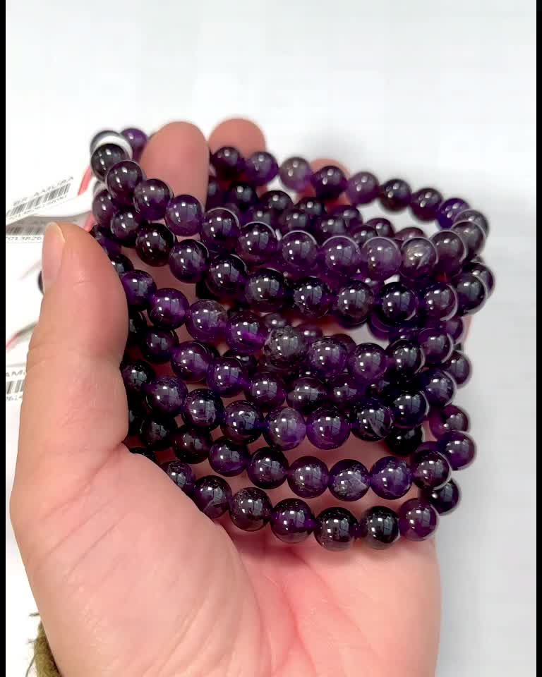 Amethyst bracelet Uruguay A beads 8mm