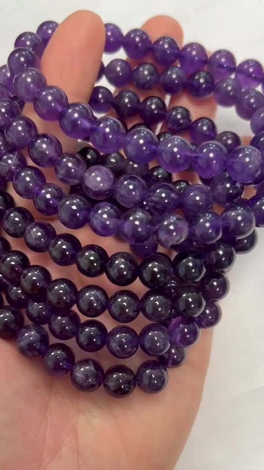 Amethyst bracelet Uruguay AA beads 8mm