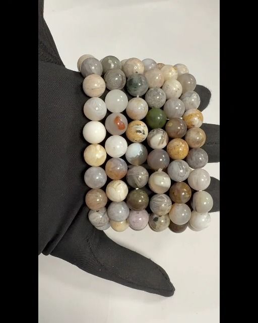 Bracelet Agate Feather beads 10mm