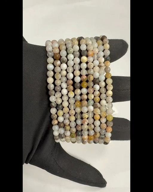 Bracelet Agate Feather beads 4mm