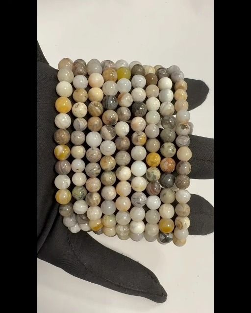 Agate Feather 8mm pearls Bracelet