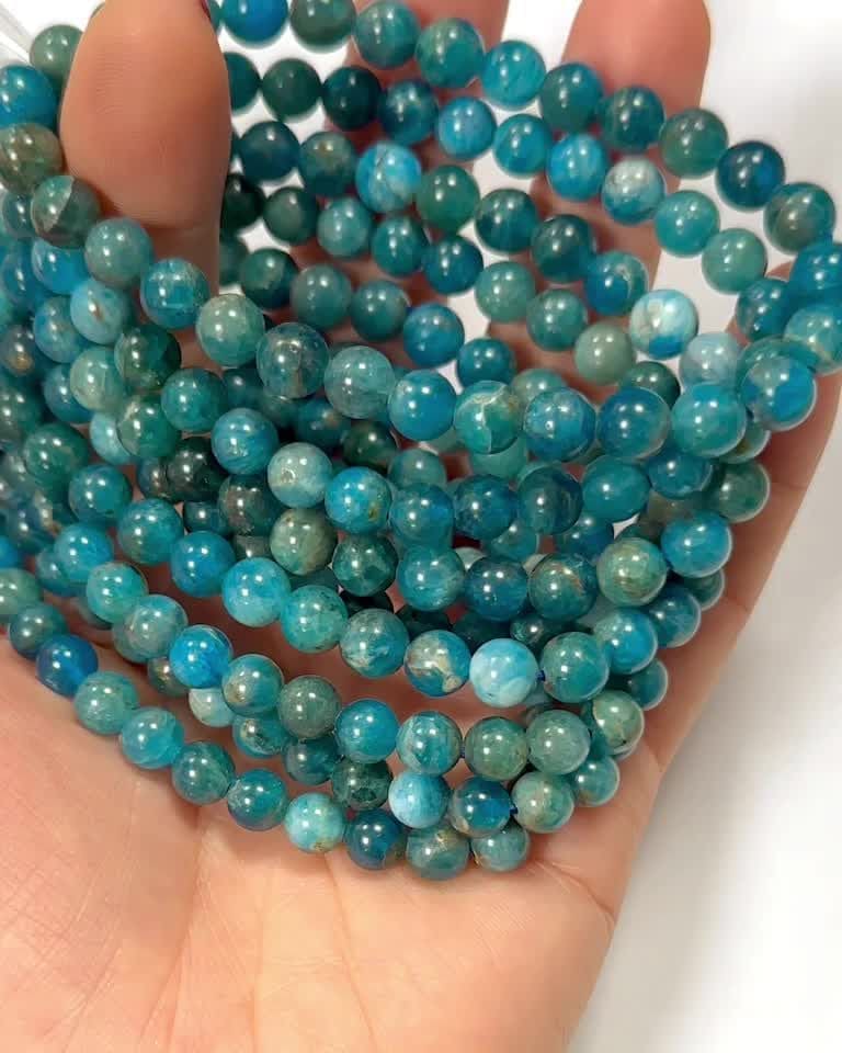 Bracelet Blue Apatite AB beads 6-7mm