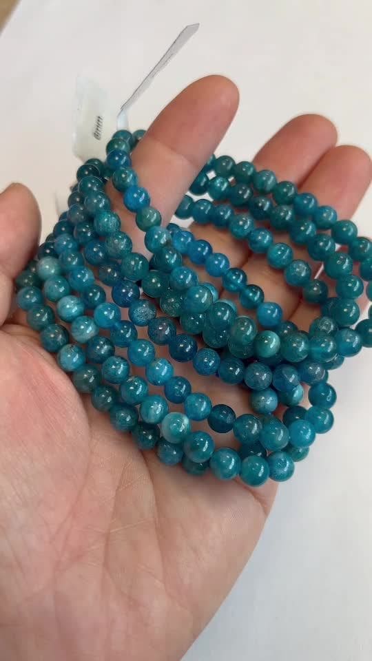 Bracelet Blue Apatite AA beads 6-7mm