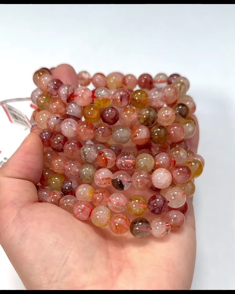 Multicolor Hematoid Quartz Bracelet With 9mm beads