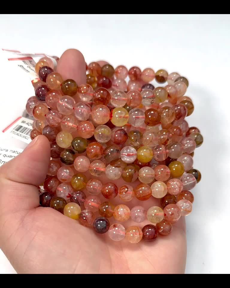 Multicolor Hematoid Quartz Bracelet AA beads 7.5-8.5mm