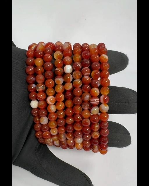 Ribboned Red Agate A Bracelet A 6mm beads