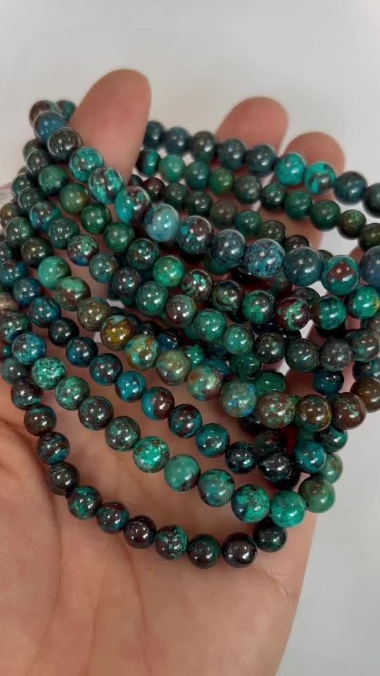 Bracelet Azurite Malachite Chrysocolla AA beads 5.5-6.5mm