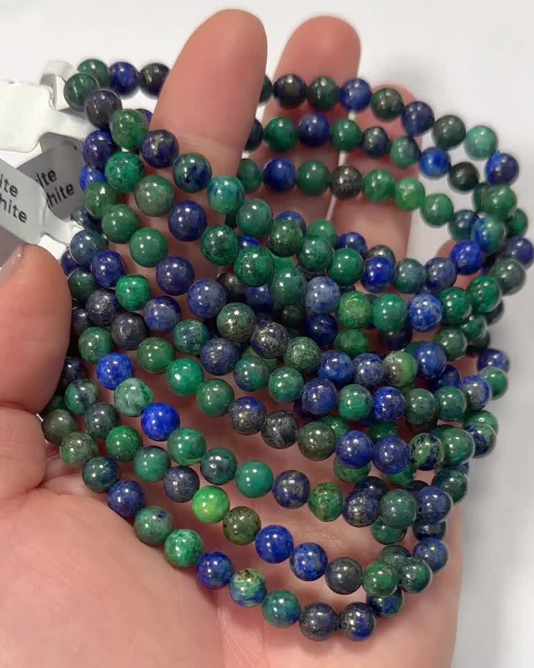 Azurite and Malachite 6mm pearls bracelace