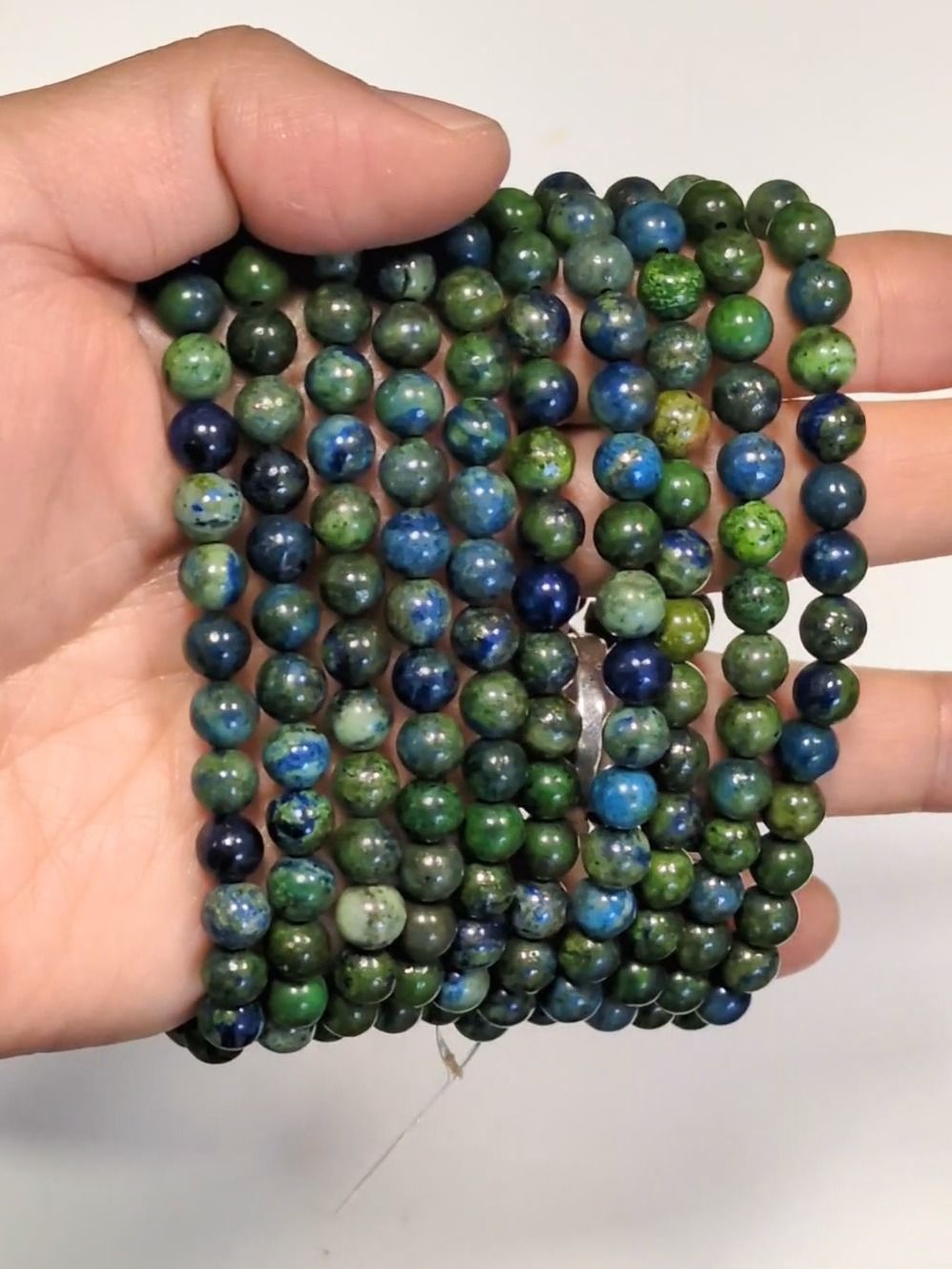 Azurite and Malachite 6mm pearls bracelace