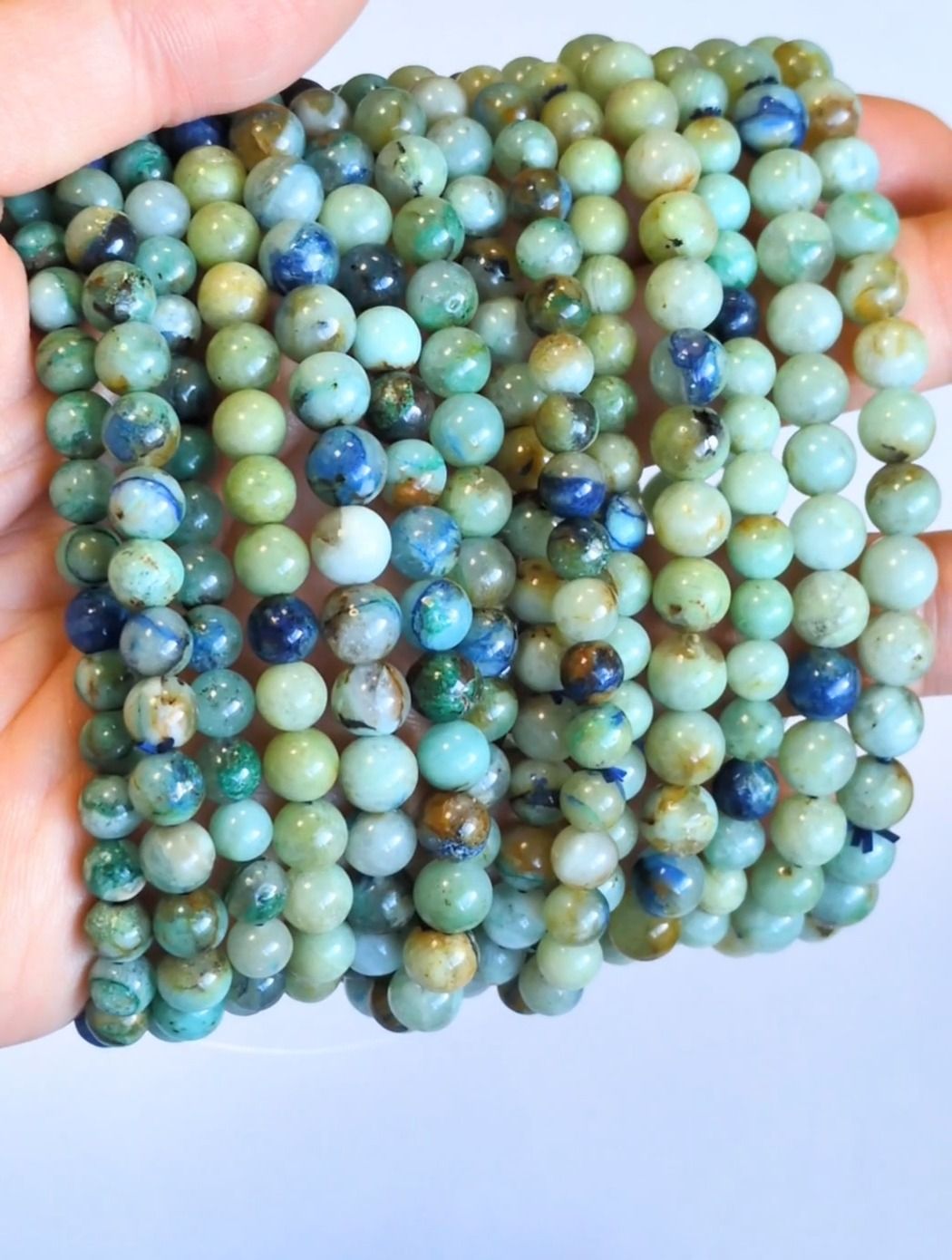 Natural Azurite Malachite Bracelet, USA, 5.5-6.5mm beads