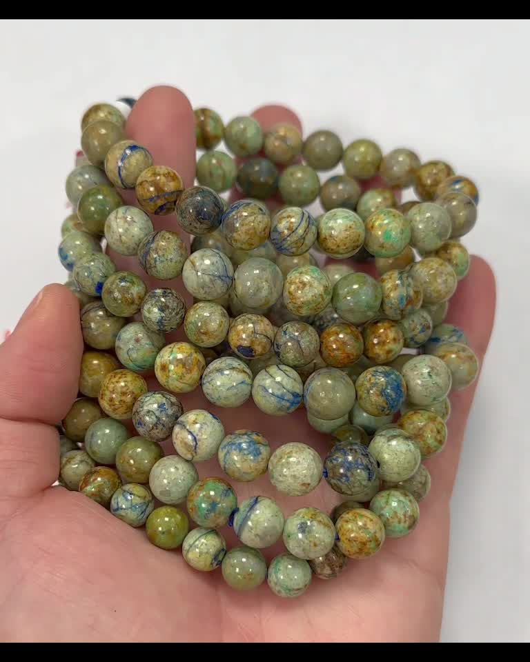 Bracelet Azurite Malachite Natural Mexico A beads 8.5-9.5mm
