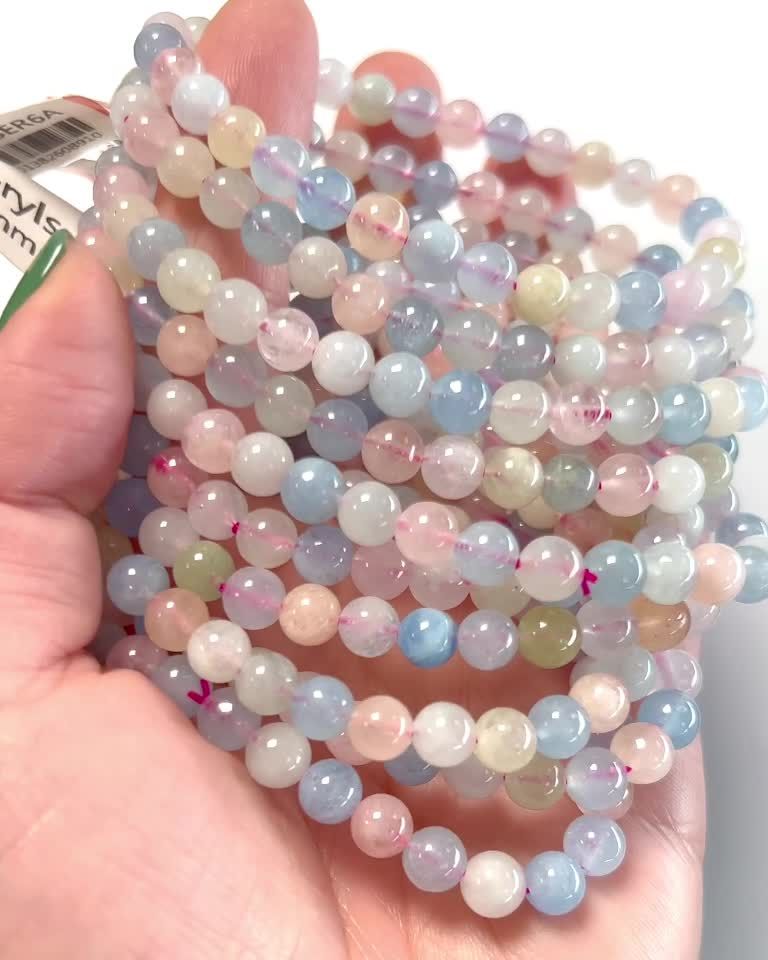 Beryls Aquamarine & Morganite A 6-7mm pearls bracelet