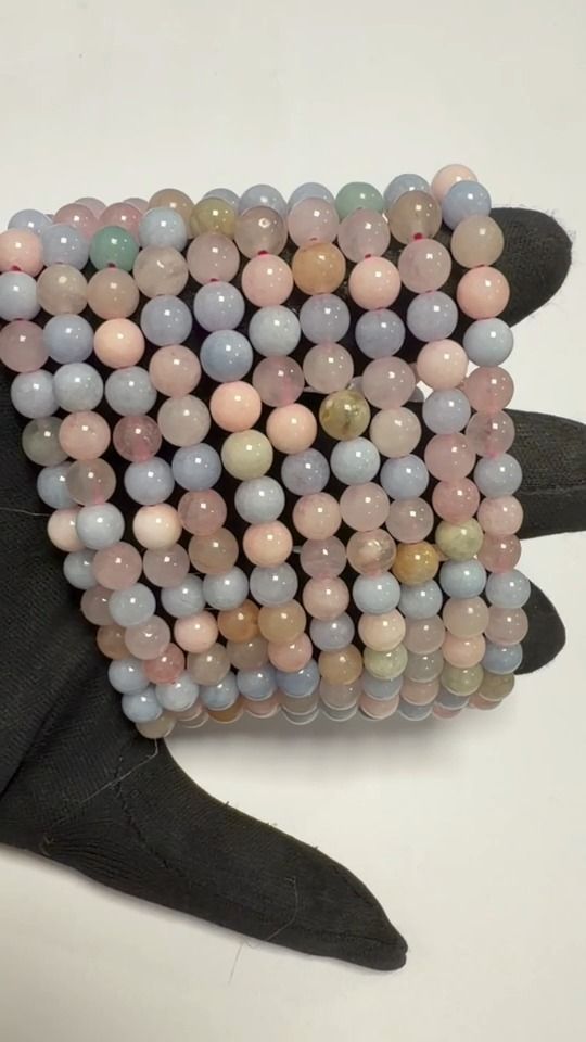 Aquamarine and Morganite Beryl Bracelet A 6-7 mm Beads