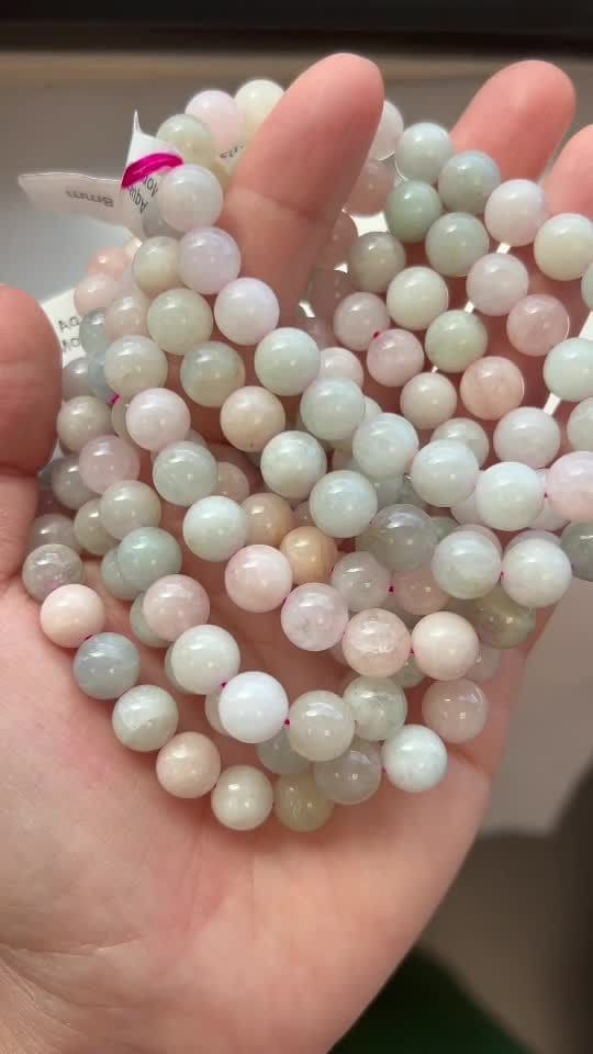 Beryls Aquamarine & Morganite 8mm pearls bracelet