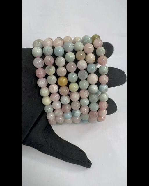Beryl Aquamarine & Morganite Bracelet with 8-9mm beads