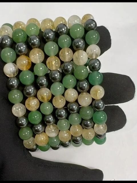 Heated Citrine, Green Aventurine, Hematite A 8mm pearls bracelacet