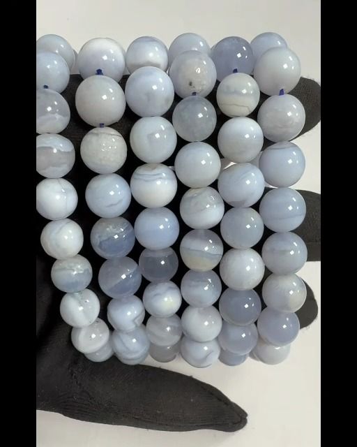 Blue Chalcedony Bracelet Ribbon A beads 10mm