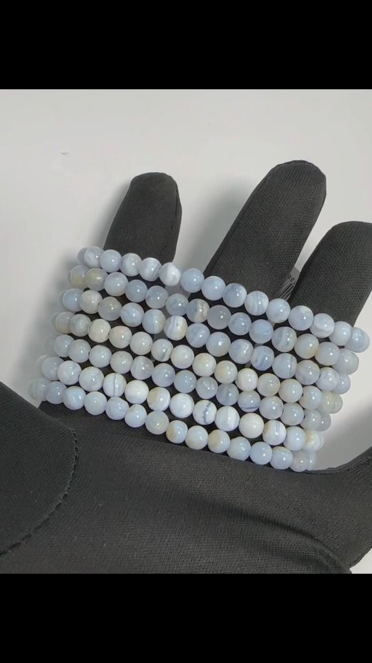 Bracelet Blue Chalcedony Ribbon A beads 6mm