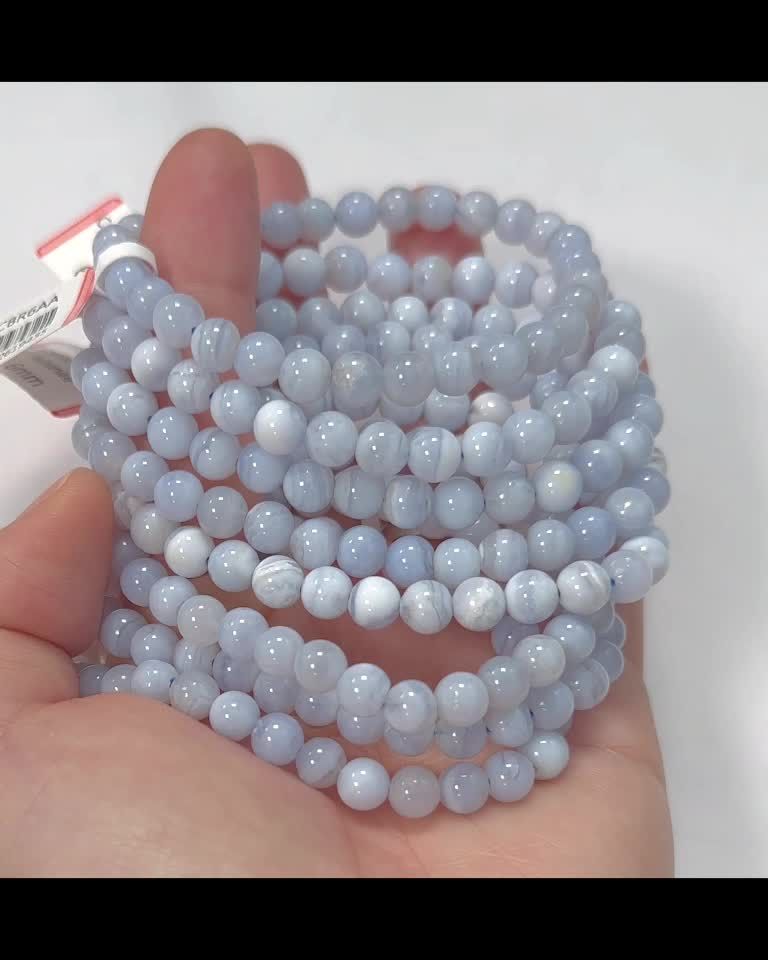Bracelet Blue Chalcedony Ribbon AA beads 6mm