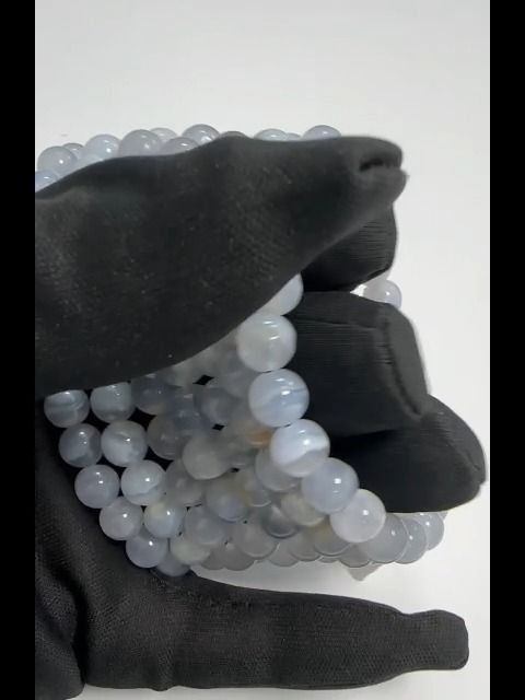 Ribboned Blue Chalcedony A Bracelet 8mm beads