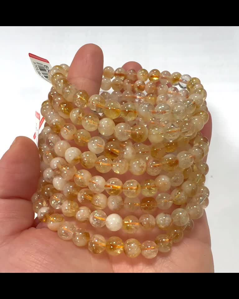 Heated Citrine 6mm pearls bracelet