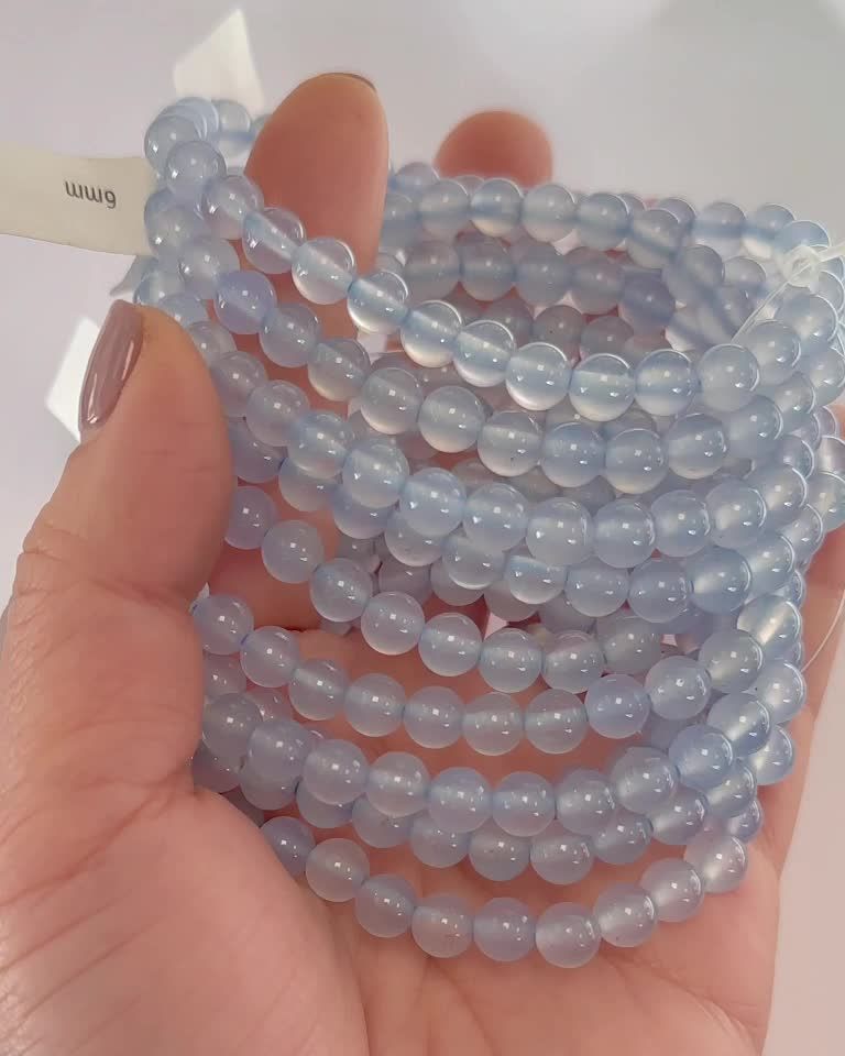 Blue chalcedony AAA 6mm pearls bracelet