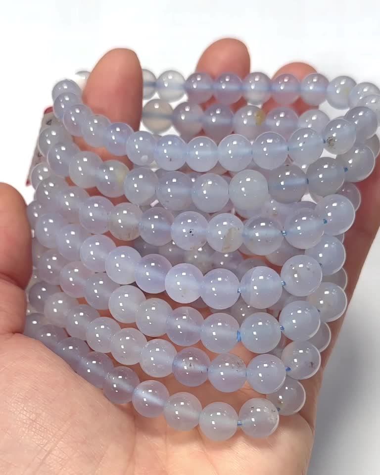 Blue chalcedony AA 8mm pearls bracelet