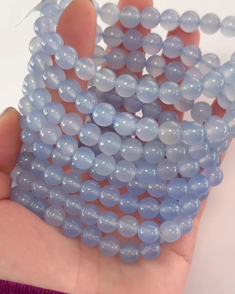 Blue chalcedony AAA 8mm pearls bracelet