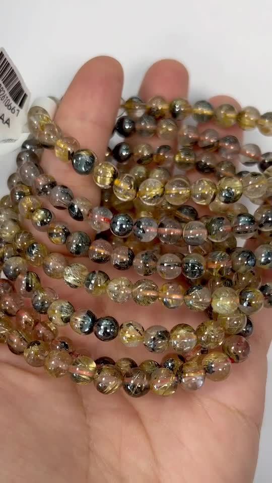 Rock Crystal Bracelet Rutile Hematite AAA beads 5.5-6.5mm