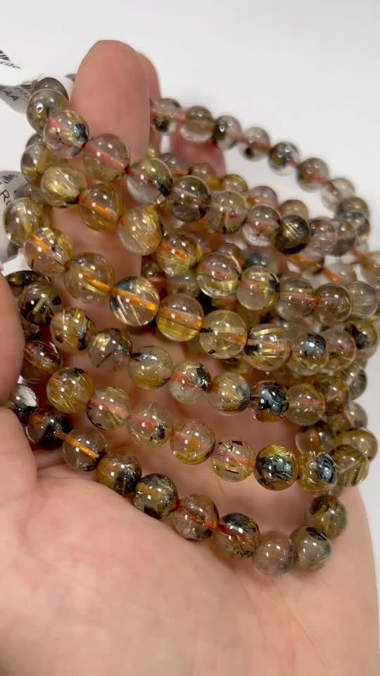 Rock Crystal Bracelet Rutile Hematite AAA beads 7.5-8.5mm