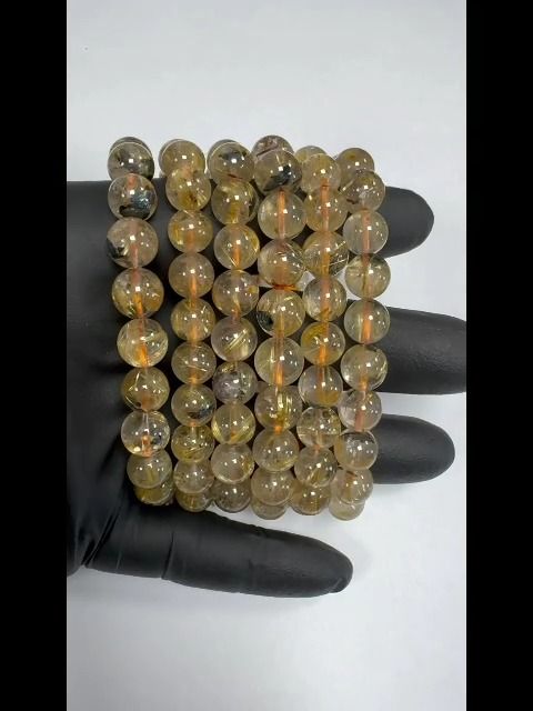 Rock Crystal Bracelet Rutile Hematite AAA beads 9-10mm