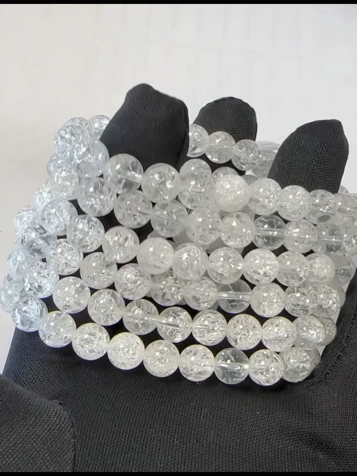 Rock Crystal Crack A Bracelet 8mm Beads