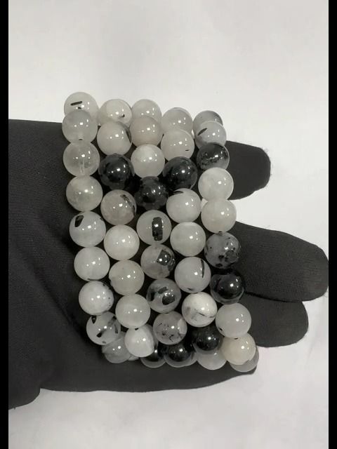 Bracelet Rock crystal Tourmaline A beads 10mm
