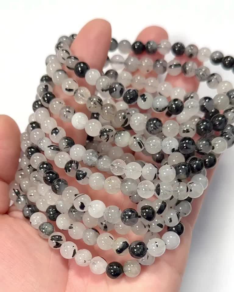 Rock Crystal Tourmaline A 6mm pearls bracelet