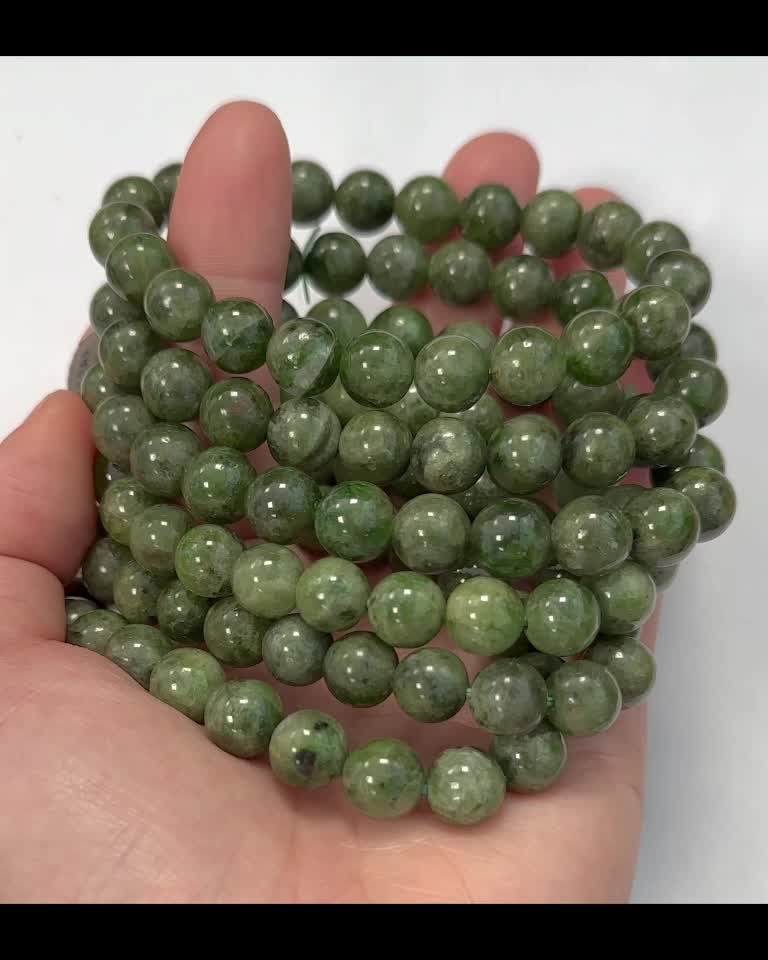Bracelet Diopside Green AA pearls 9-10mm